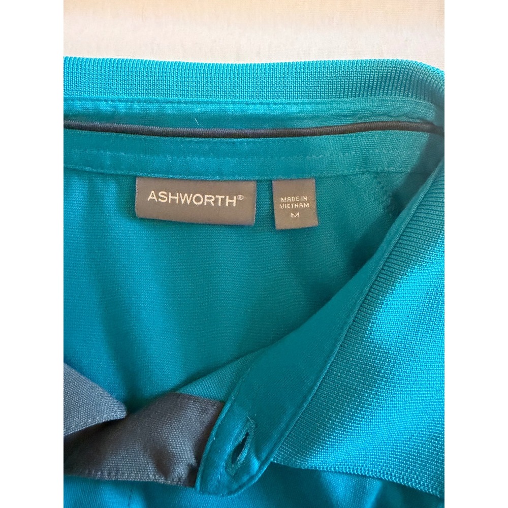 Ashworth Disney Magnolia Golf Course Polo Shirt‎ Mens Medium Teal Blue Pocket - Picture 3 of 11